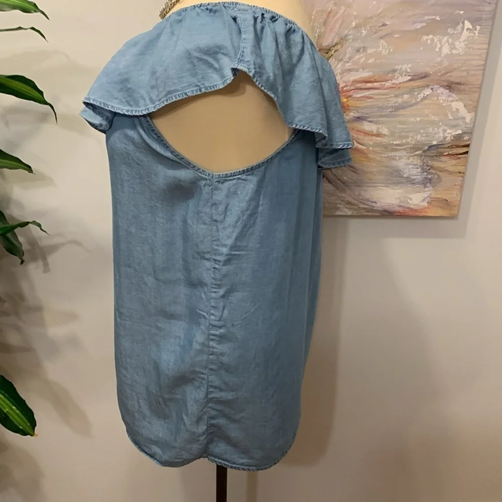 Old Navy Blue One-Shoulder Top- Lightweight Denim - Picture 4 of 7